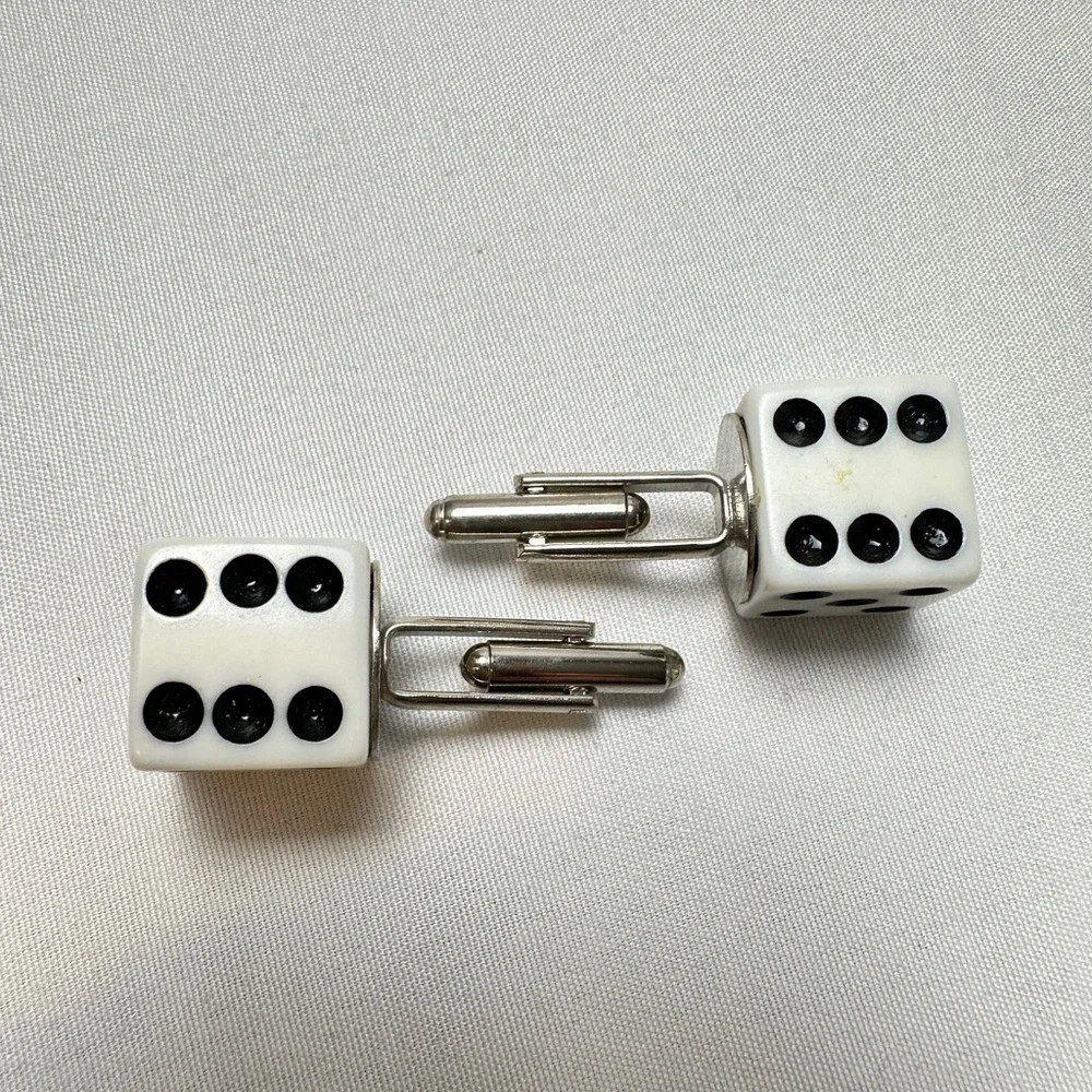 White Dice Cuff Links
